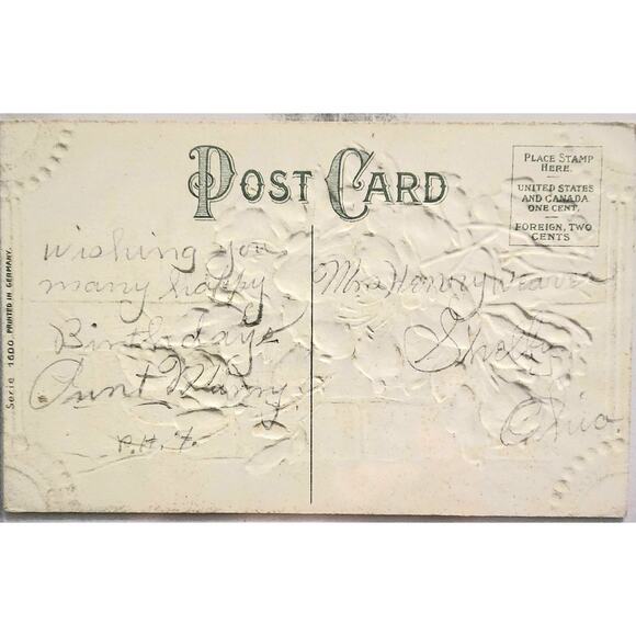 Lot Of Four Vintage Antique Embossed Postcards Flowers - Picture 9 of 9